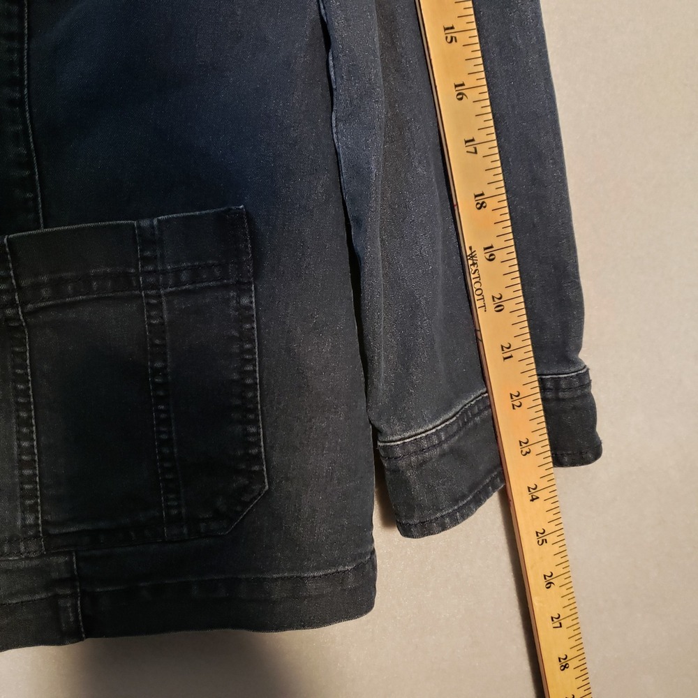 J. Jill Womens S Utility Barn Jacket Dark Indigo Blue Denim Stretch Chore Coat - Picture 9 of 11